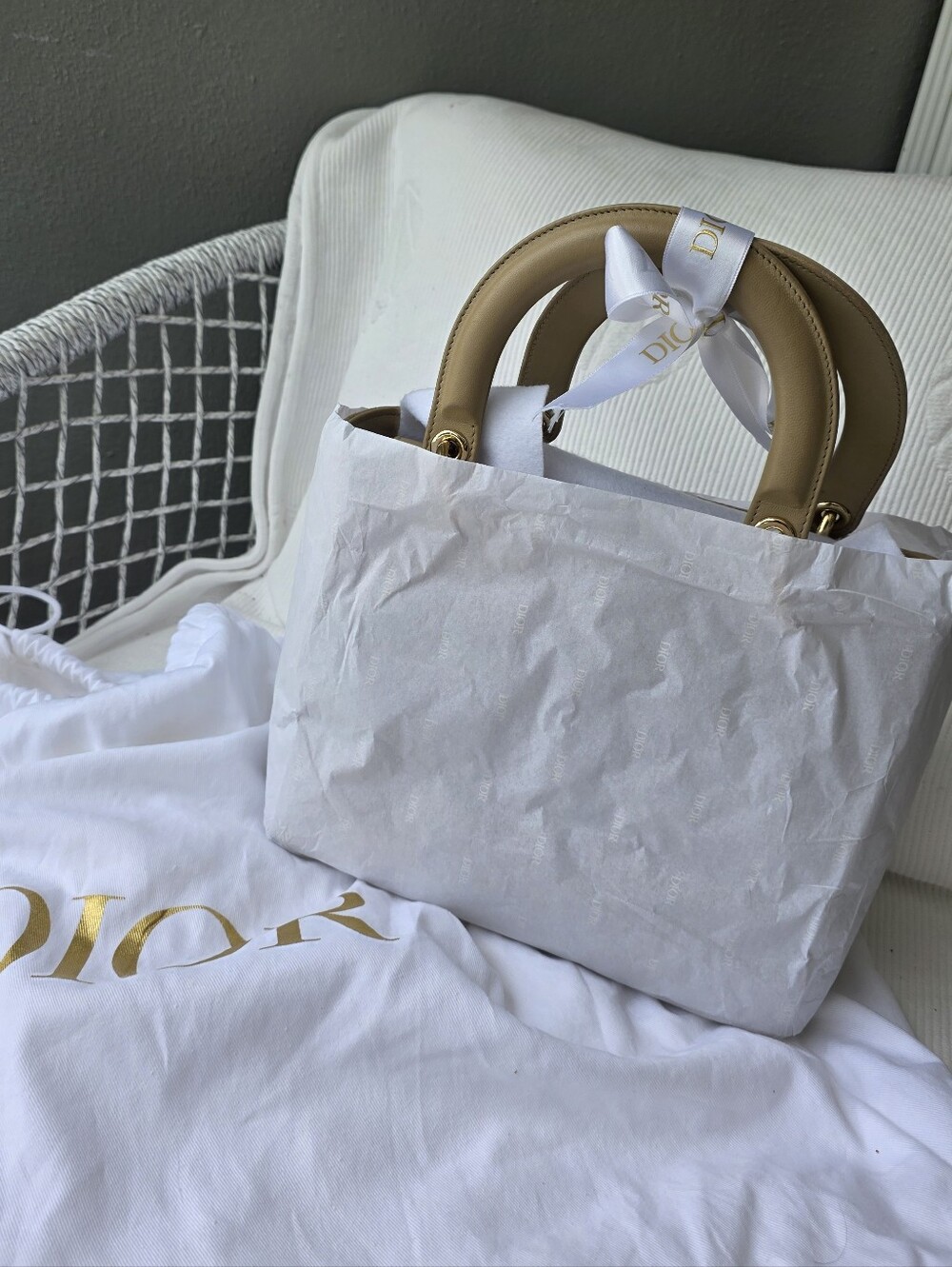 Dior Beige Lady Bag with Gold Hardware - Picture 10 of 16